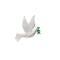 White Peace Dove with Olive Branch Facing Right, Embroidered, Iron on Patch